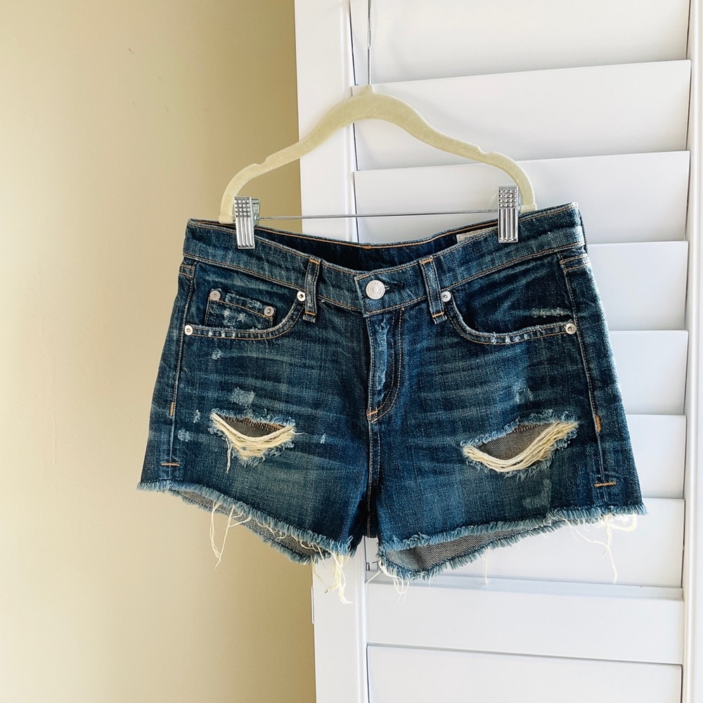 rag & bone Ripped Denim Shorts